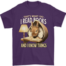I Read Books & Know Things Bookworm Rabbit Mens T-Shirt 100% Cotton Purple