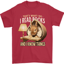 I Read Books & Know Things Bookworm Rabbit Mens T-Shirt 100% Cotton Red