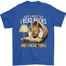 I Read Books & Know Things Bookworm Rabbit Mens T-Shirt 100% Cotton Royal Blue