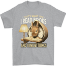I Read Books & Know Things Bookworm Rabbit Mens T-Shirt 100% Cotton Sports Grey