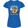 I Read Books & Know Things Bookworm Rabbit Womens Petite Cut T-Shirt Royal Blue