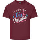 I Run on Tea and Insulin Funny Diabetes Mens Cotton T-Shirt Tee Top Maroon