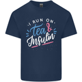 I Run on Tea and Insulin Funny Diabetes Mens Cotton T-Shirt Tee Top Navy Blue