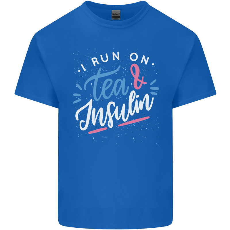 I Run on Tea and Insulin Funny Diabetes Mens Cotton T-Shirt Tee Top Royal Blue