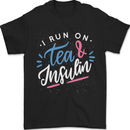 I Run on Tea and Insulin Funny Diabetes Mens T-Shirt 100% Cotton Black