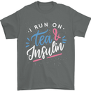 I Run on Tea and Insulin Funny Diabetes Mens T-Shirt 100% Cotton Charcoal