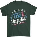 I Run on Tea and Insulin Funny Diabetes Mens T-Shirt 100% Cotton Forest Green