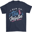 I Run on Tea and Insulin Funny Diabetes Mens T-Shirt 100% Cotton Navy Blue