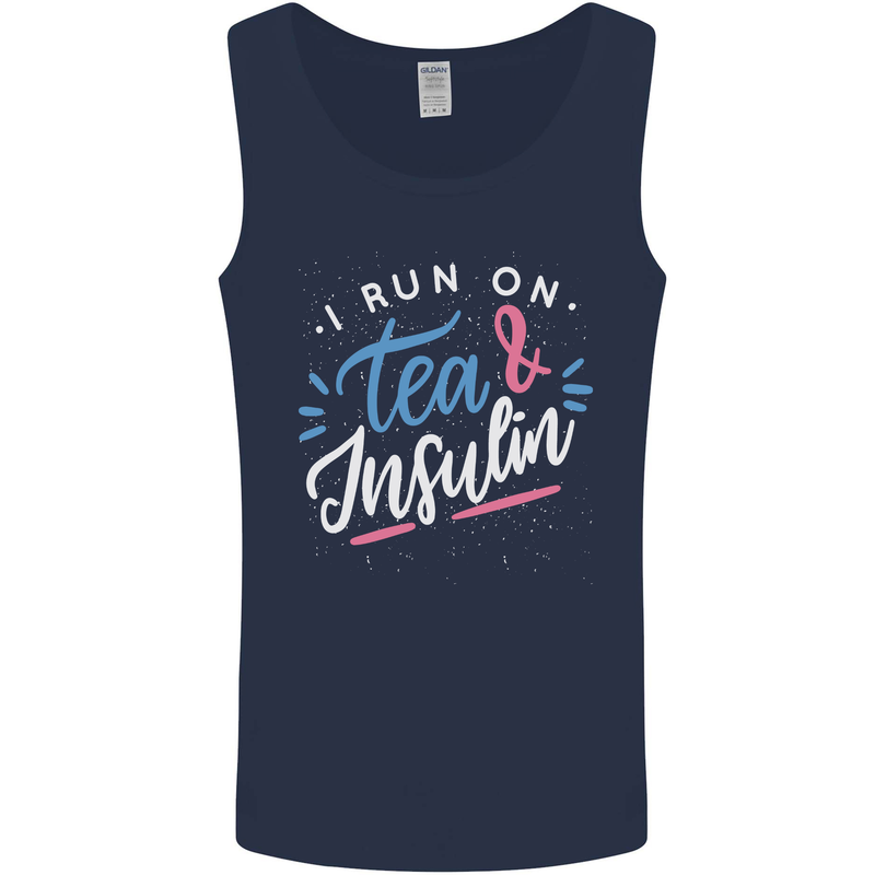 I Run on Tea and Insulin Funny Diabetes Mens Vest Tank Top Navy Blue