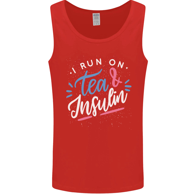 I Run on Tea and Insulin Funny Diabetes Mens Vest Tank Top Red