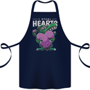 I Steal Hearts Funny T-Rex Dinosaur Cotton Apron 100% Organic Navy Blue