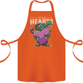 I Steal Hearts Funny T-Rex Dinosaur Cotton Apron 100% Organic Orange