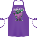 I Steal Hearts Funny T-Rex Dinosaur Cotton Apron 100% Organic Purple