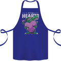 I Steal Hearts Funny T-Rex Dinosaur Cotton Apron 100% Organic Royal Blue