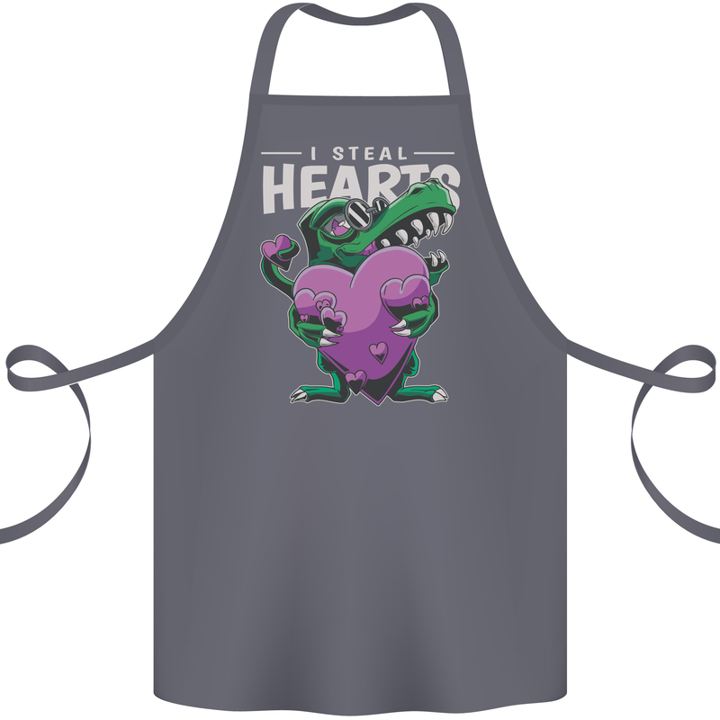 I Steal Hearts Funny T-Rex Dinosaur Cotton Apron 100% Organic Steel