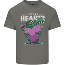 I Steal Hearts Funny T-Rex Dinosaur Mens Cotton T-Shirt Tee Top Charcoal