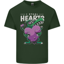 I Steal Hearts Funny T-Rex Dinosaur Mens Cotton T-Shirt Tee Top Forest Green