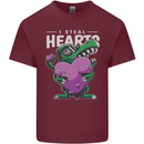 I Steal Hearts Funny T-Rex Dinosaur Mens Cotton T-Shirt Tee Top Maroon
