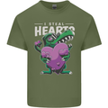 I Steal Hearts Funny T-Rex Dinosaur Mens Cotton T-Shirt Tee Top Military Green
