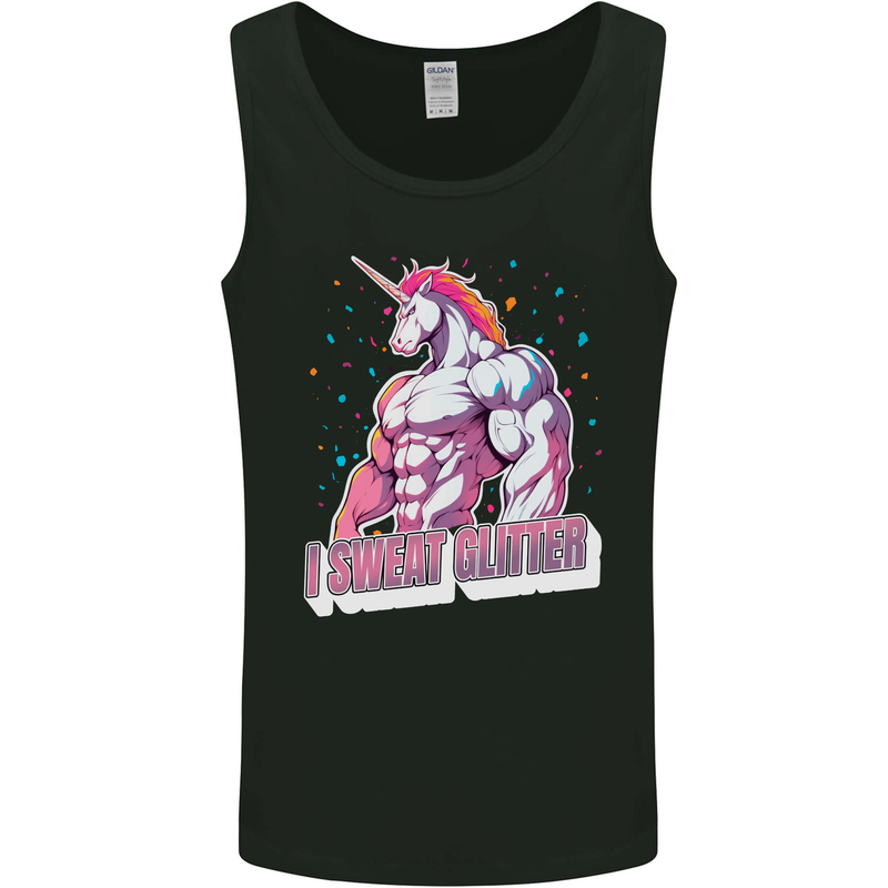 I Sweat Glitter Gym Unicorn LGBT Mens Vest Tank Top Black