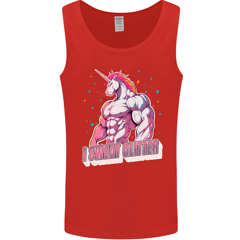 I Sweat Glitter Gym Unicorn LGBT Mens Vest Tank Top Red