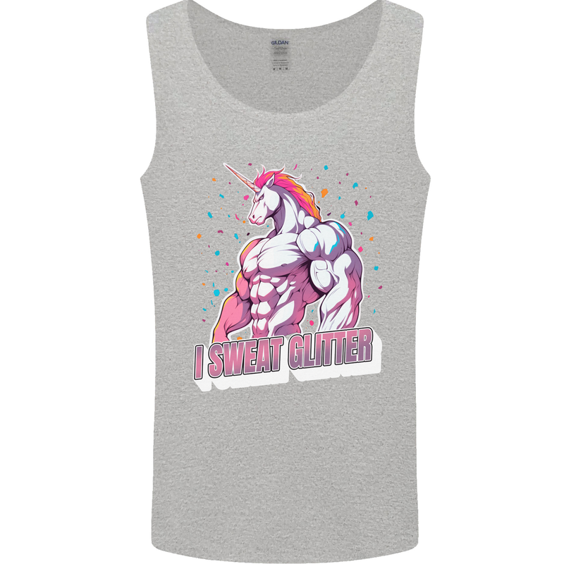 I Sweat Glitter Gym Unicorn LGBT Mens Vest Tank Top Sports Grey