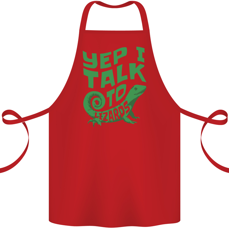 I Talk To Lizards Chameleons Bearded Dragons Cotton Apron 100% Organic Red