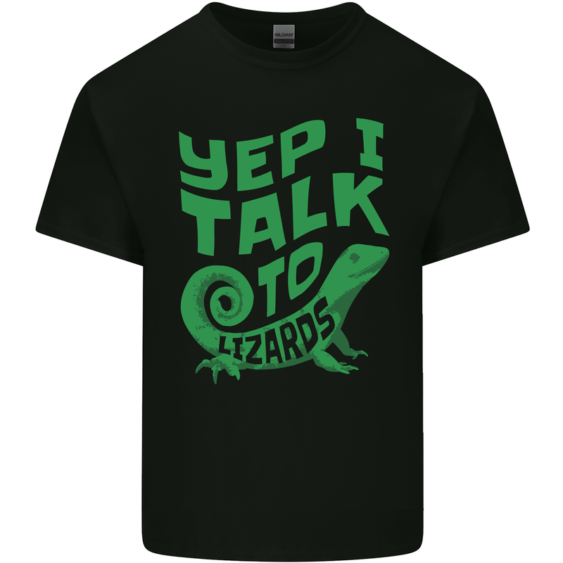 I Talk To Lizards Chameleons Bearded Dragons Mens Cotton T-Shirt Tee Top Black