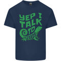 I Talk To Lizards Chameleons Bearded Dragons Mens Cotton T-Shirt Tee Top Navy Blue