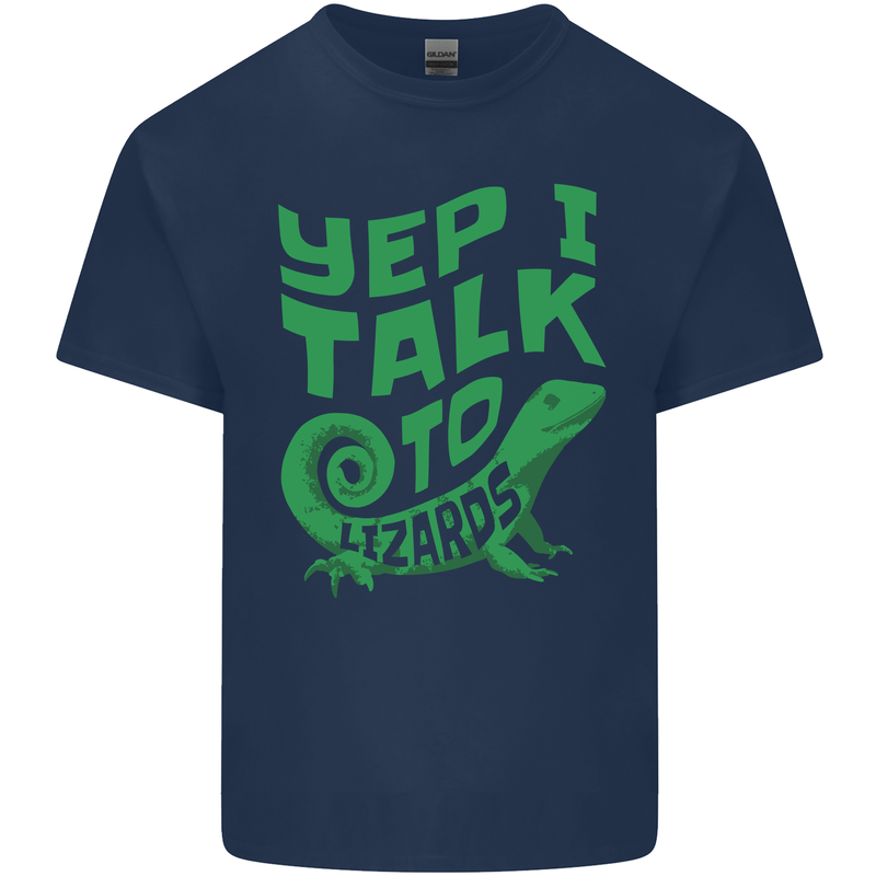I Talk To Lizards Chameleons Bearded Dragons Mens Cotton T-Shirt Tee Top Navy Blue
