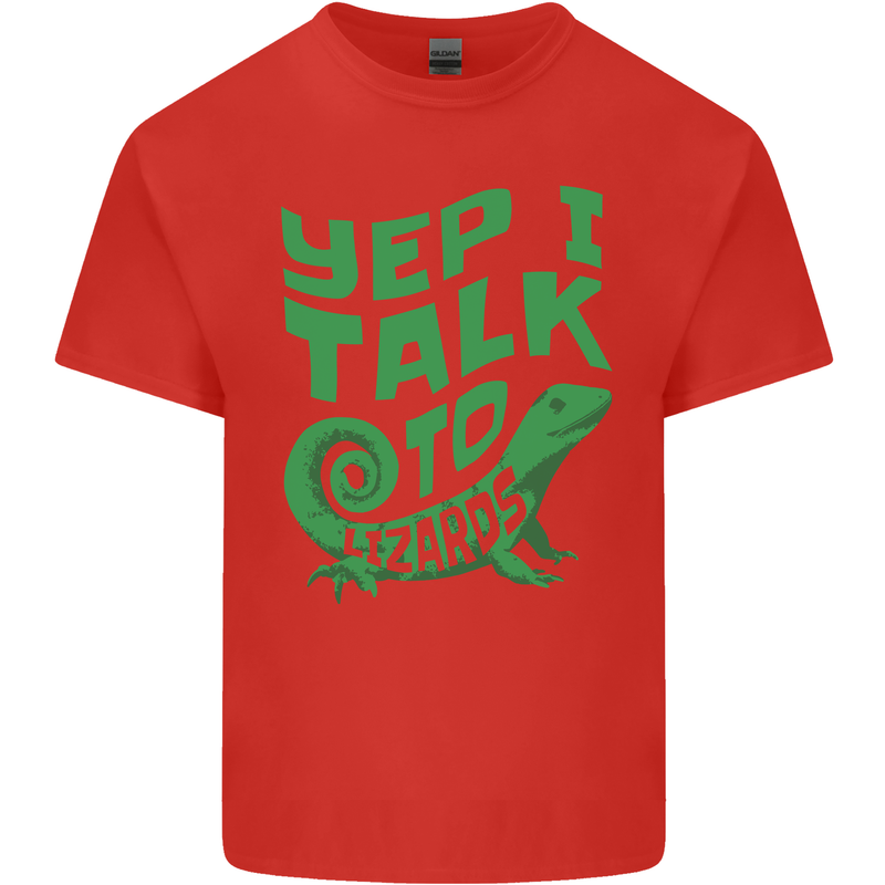 I Talk To Lizards Chameleons Bearded Dragons Mens Cotton T-Shirt Tee Top Red