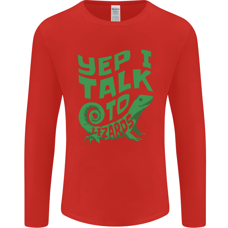 I Talk To Lizards Chameleons Bearded Dragons Mens Long Sleeve T-Shirt Red
