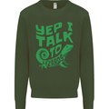 I Talk To Lizards Chameleons Bearded Dragons Mens Sweatshirt Jumper Forest Green