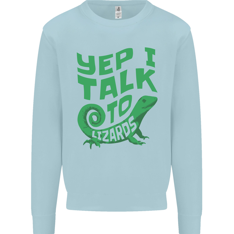 I Talk To Lizards Chameleons Bearded Dragons Mens Sweatshirt Jumper Light Blue