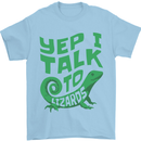 I Talk To Lizards Chameleons Bearded Dragons Mens T-Shirt 100% Cotton Light Blue