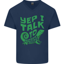 I Talk To Lizards Chameleons Bearded Dragons Mens V-Neck Cotton T-Shirt Navy Blue