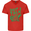 I Talk To Lizards Chameleons Bearded Dragons Mens V-Neck Cotton T-Shirt Red