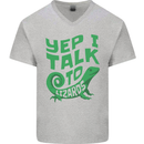 I Talk To Lizards Chameleons Bearded Dragons Mens V-Neck Cotton T-Shirt Sports Grey