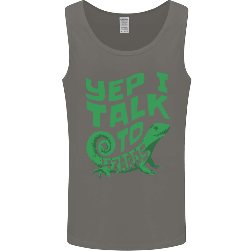 I Talk To Lizards Chameleons Bearded Dragons Mens Vest Tank Top Charcoal