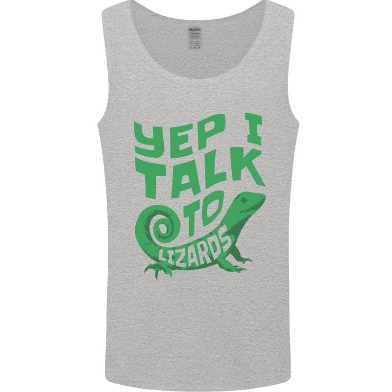 I Talk To Lizards Chameleons Bearded Dragons Mens Vest Tank Top Sports Grey