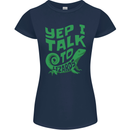 I Talk To Lizards Chameleons Bearded Dragons Womens Petite Cut T-Shirt Navy Blue