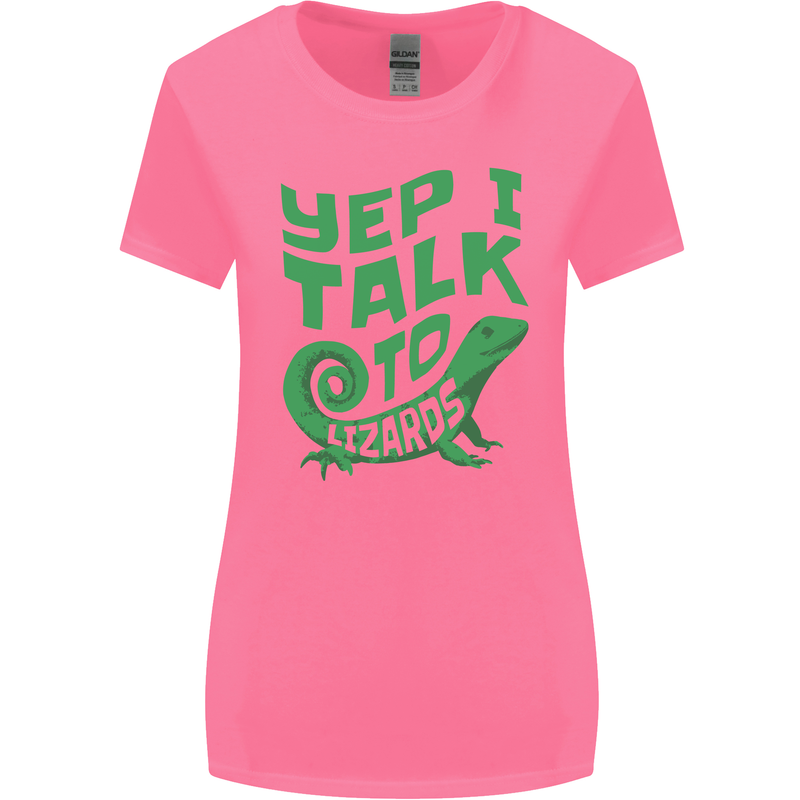 I Talk To Lizards Chameleons Bearded Dragons Womens Wider Cut T-Shirt Azalea