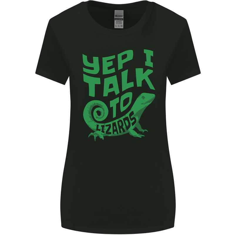 I Talk To Lizards Chameleons Bearded Dragons Womens Wider Cut T-Shirt Black