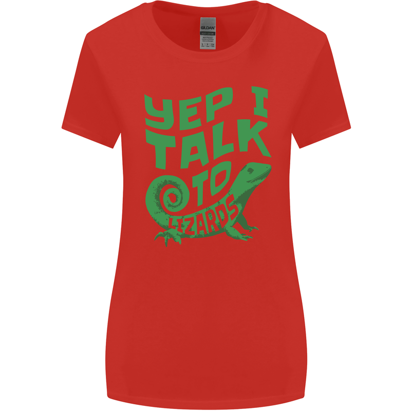 I Talk To Lizards Chameleons Bearded Dragons Womens Wider Cut T-Shirt Red