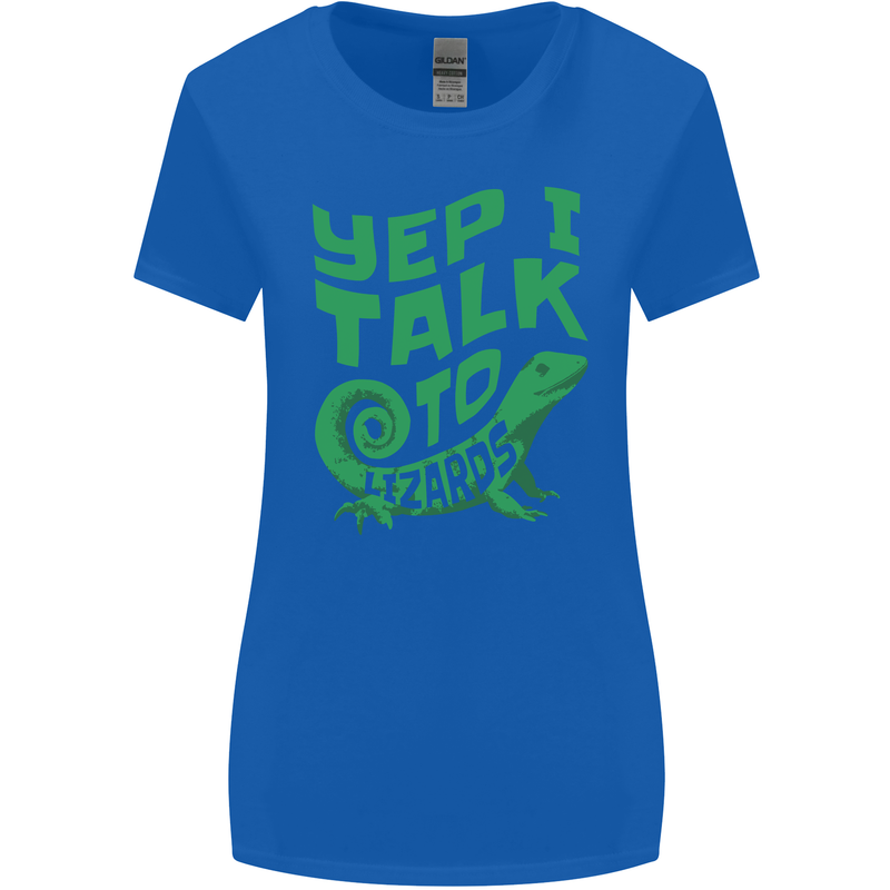 I Talk To Lizards Chameleons Bearded Dragons Womens Wider Cut T-Shirt Royal Blue