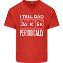 I Tell Dad Jokes Periodically Fathers Day Mens V-Neck Cotton T-Shirt Red