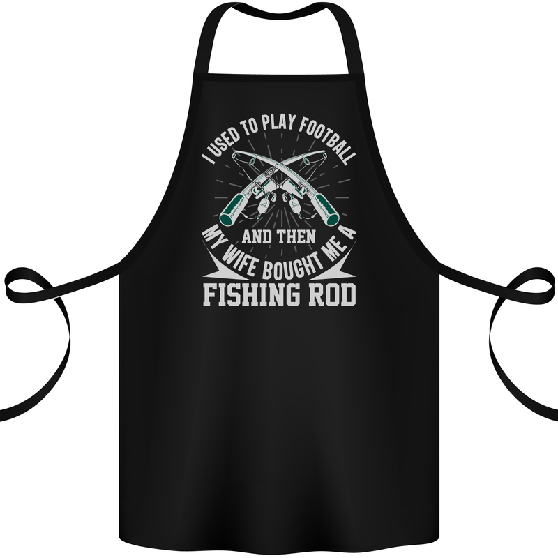 I Use to Play Football Funny Fishing Fisherman Cotton Apron 100% Organic Black