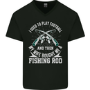 I Use to Play Football Funny Fishing Fisherman Mens V-Neck Cotton T-Shirt Black
