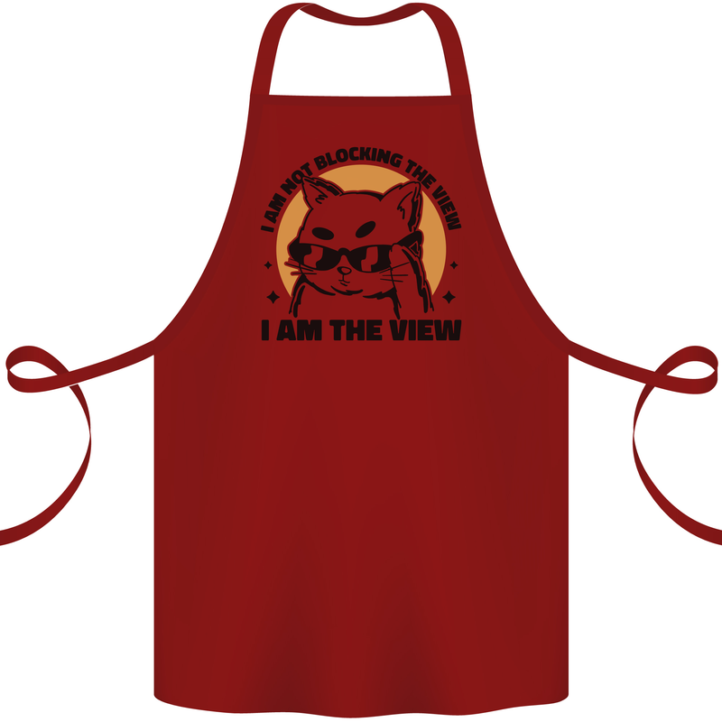 I am the View Funny Cat Cotton Apron 100% Organic Maroon