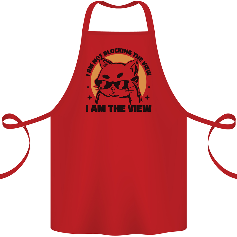 I am the View Funny Cat Cotton Apron 100% Organic Red